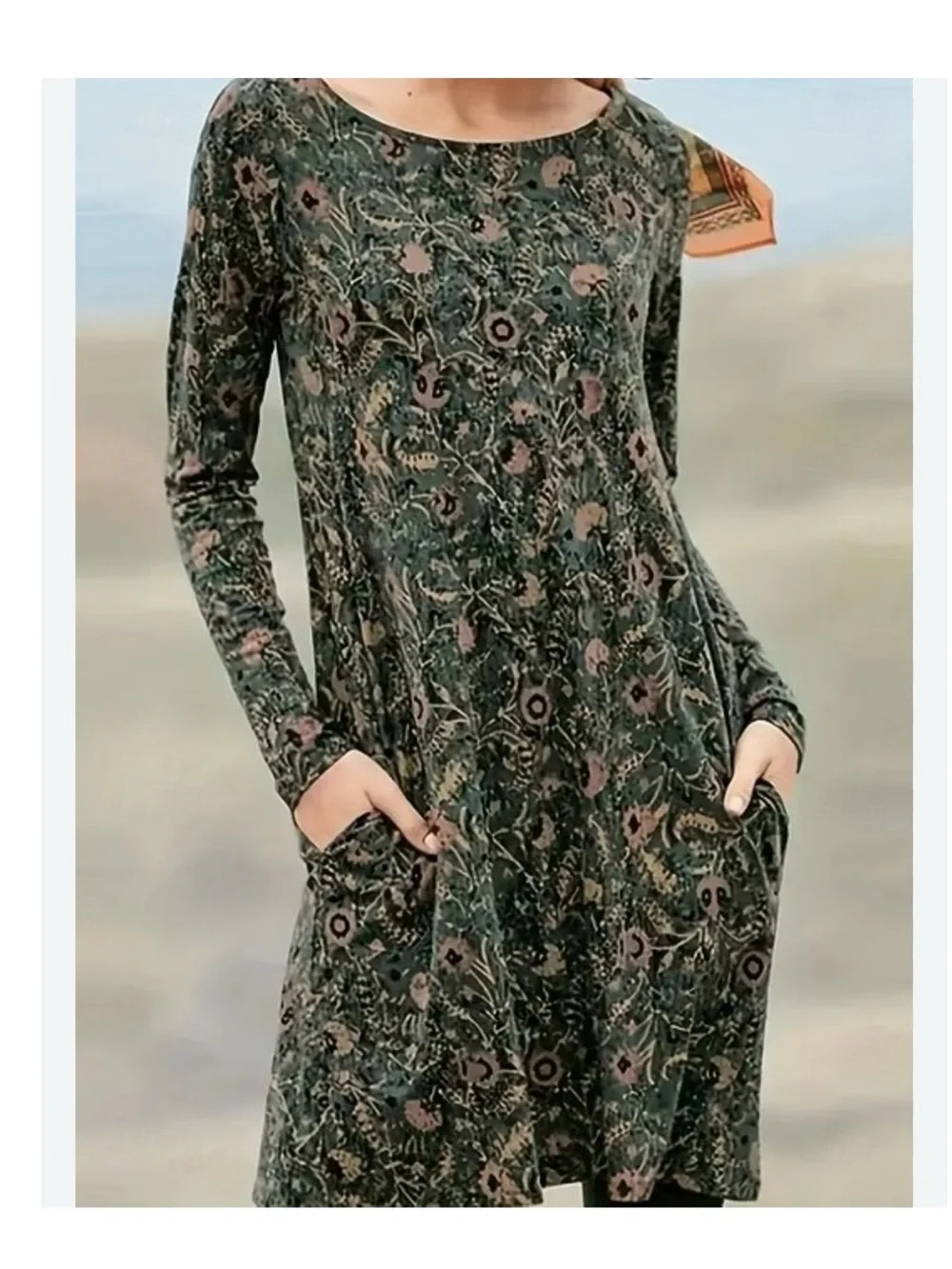 Peruvian Connection Orla Dress Floral Pima Cotton Modal Jersey - Picture 5 of 9
